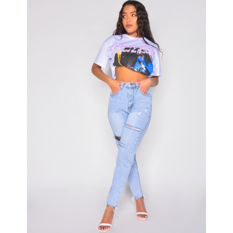 Jeans taille haute destroy Jeans taille haute destroy