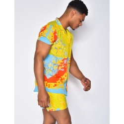 Ensemble chemise et short de bain à motifs baroque Ensemble chemise et short de bain à motifs baroque
