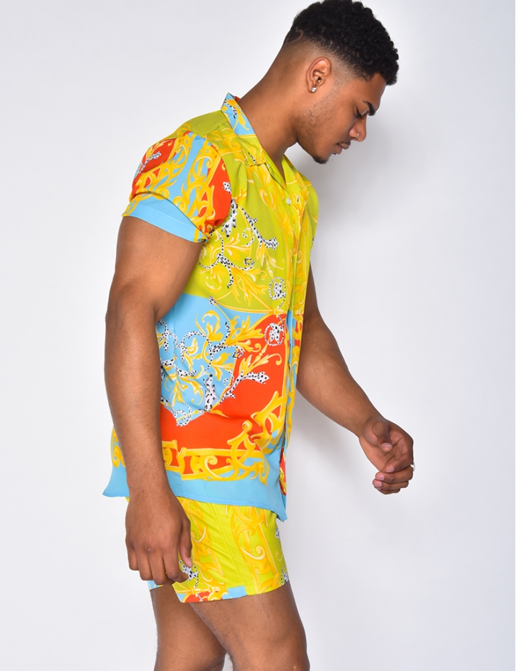 Ensemble chemise et short de bain à motifs baroque Ensemble chemise et short de bain à motifs baroque