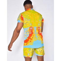 Ensemble chemise et short de bain à motifs baroque Ensemble chemise et short de bain à motifs baroque