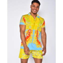 Ensemble chemise et short de bain à motifs baroque Ensemble chemise et short de bain à motifs baroque