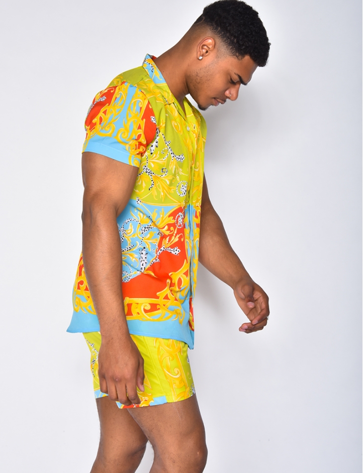 Ensemble chemise et short de bain à motifs baroque Ensemble chemise et short de bain à motifs baroque