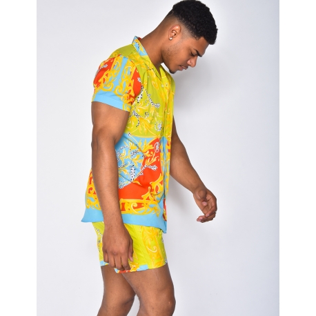 Ensemble chemise et short de bain à motifs baroque Ensemble chemise et short de bain à motifs baroque