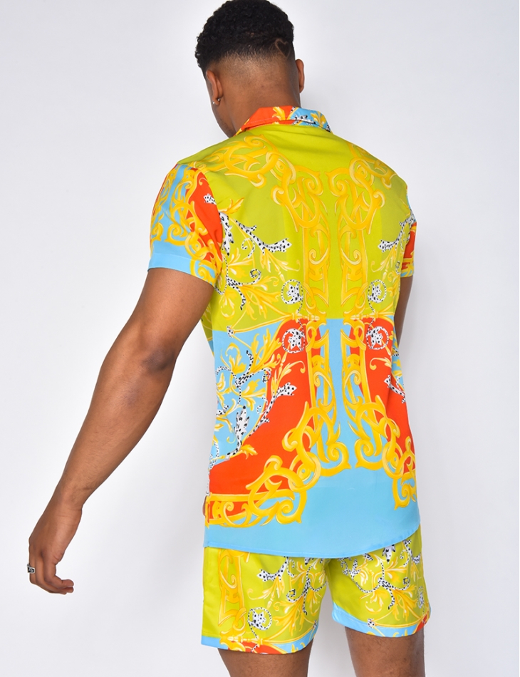 Ensemble chemise et short de bain à motifs baroque Ensemble chemise et short de bain à motifs baroque