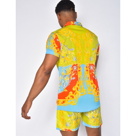 Ensemble chemise et short de bain à motifs baroque Ensemble chemise et short de bain à motifs baroque