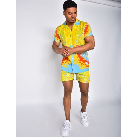 Ensemble chemise et short de bain à motifs baroque Ensemble chemise et short de bain à motifs baroque