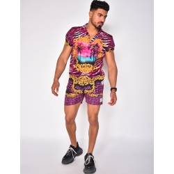 Ensemble chemise et short de bain à motifs baroque Ensemble chemise et short de bain à motifs baroque