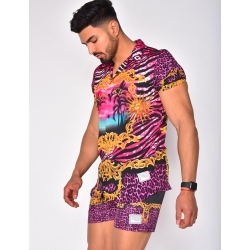 Ensemble chemise et short de bain à motifs baroque Ensemble chemise et short de bain à motifs baroque