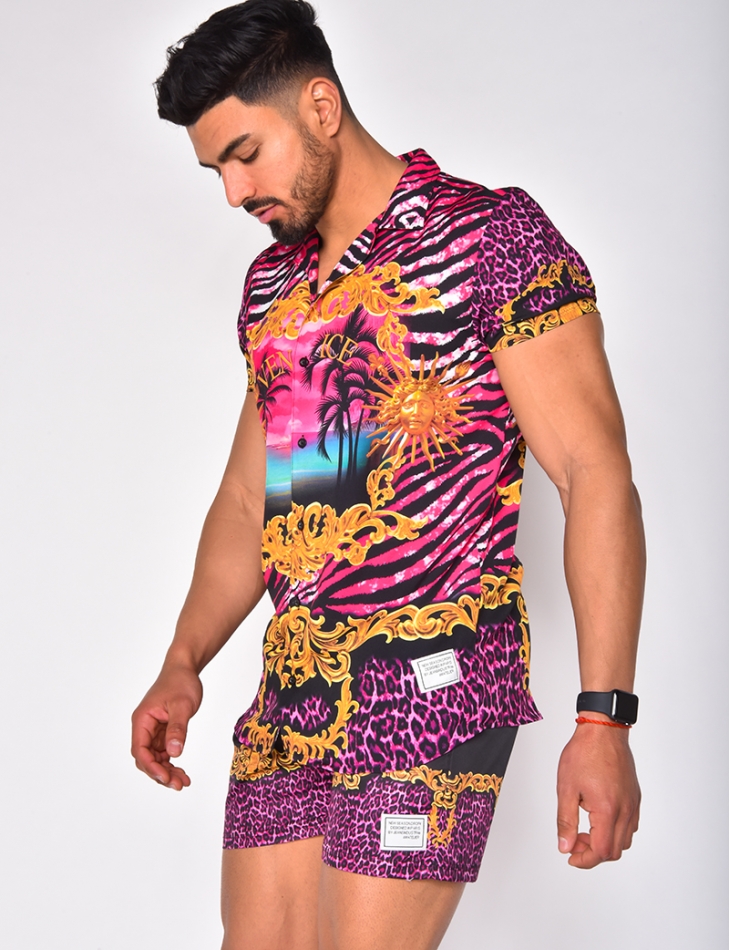 Ensemble chemise et short de bain à motifs baroque Ensemble chemise et short de bain à motifs baroque