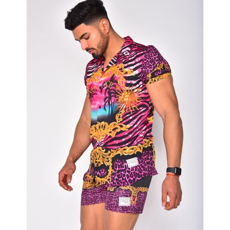 Ensemble chemise et short de bain à motifs baroque Ensemble chemise et short de bain à motifs baroque