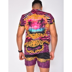 Ensemble chemise et short de bain à motifs baroque Ensemble chemise et short de bain à motifs baroque