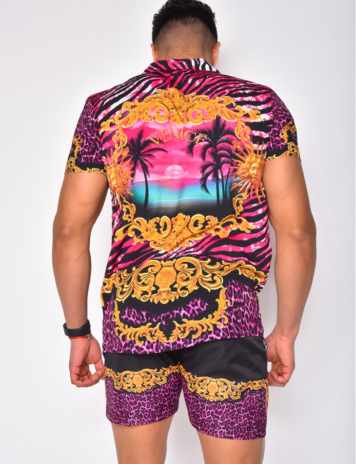 Ensemble chemise et short de bain à motifs baroque Ensemble chemise et short de bain à motifs baroque