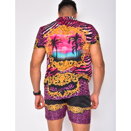 Ensemble chemise et short de bain à motifs baroque Ensemble chemise et short de bain à motifs baroque