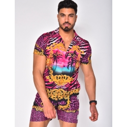 Ensemble chemise et short de bain à motifs baroque Ensemble chemise et short de bain à motifs baroque