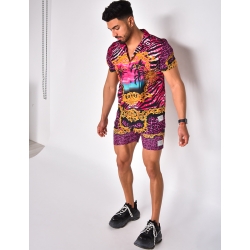 Ensemble chemise et short de bain à motifs baroque Ensemble chemise et short de bain à motifs baroque