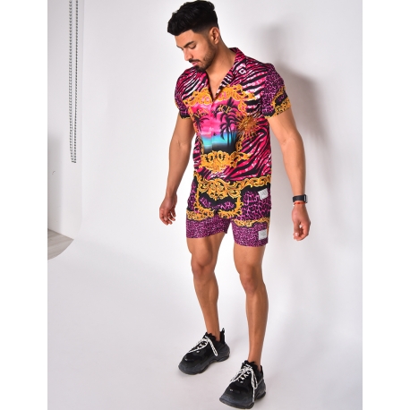 Ensemble chemise et short de bain à motifs baroque Ensemble chemise et short de bain à motifs baroque