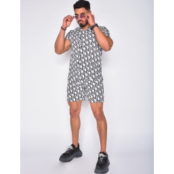 Ensemble chemise et short à écritures
