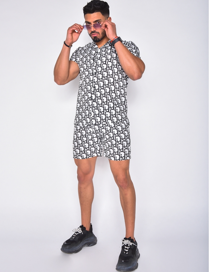 Ensemble chemise et short à écritures