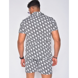 Ensemble chemise et short à écritures