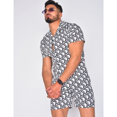 Ensemble chemise et short à écritures