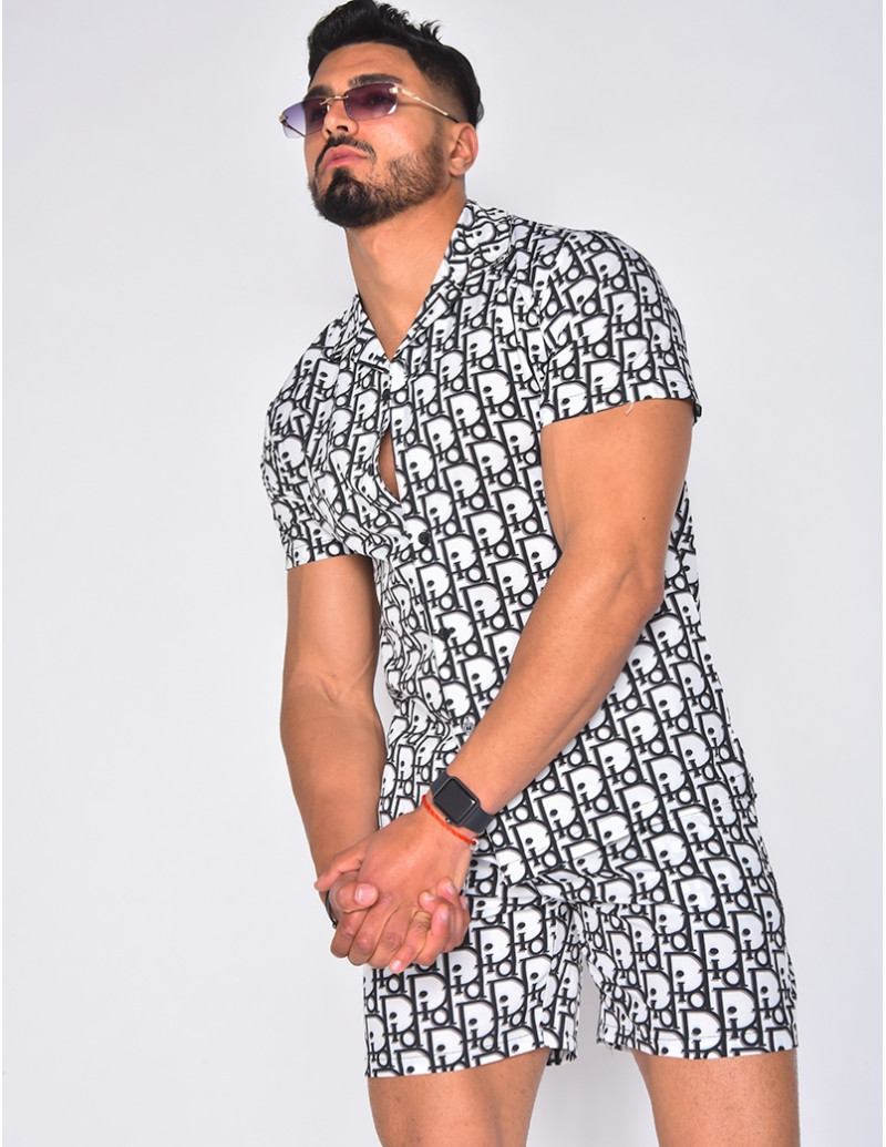 Ensemble chemise et short à écritures