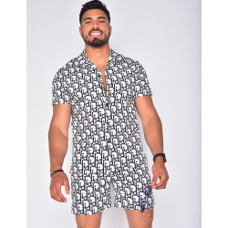Ensemble chemise et short à écritures