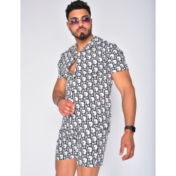Ensemble chemise et short à écritures