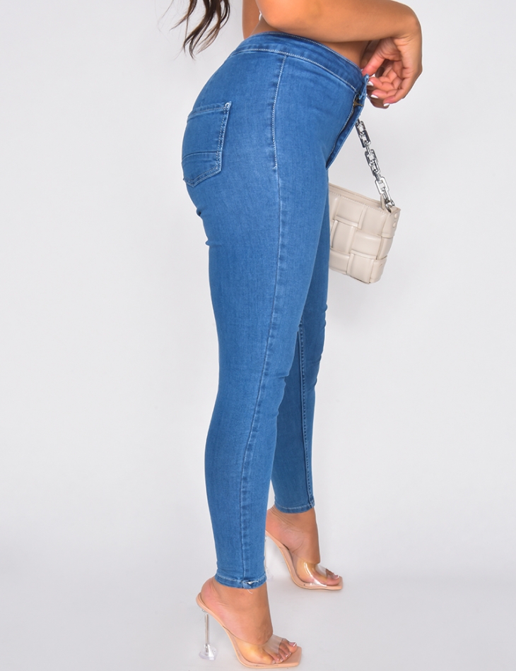 Jegging bleu fonce taille haute