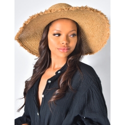 Chapeau en paille effiloché à ruban Chapeau en paille effiloché à ruban
