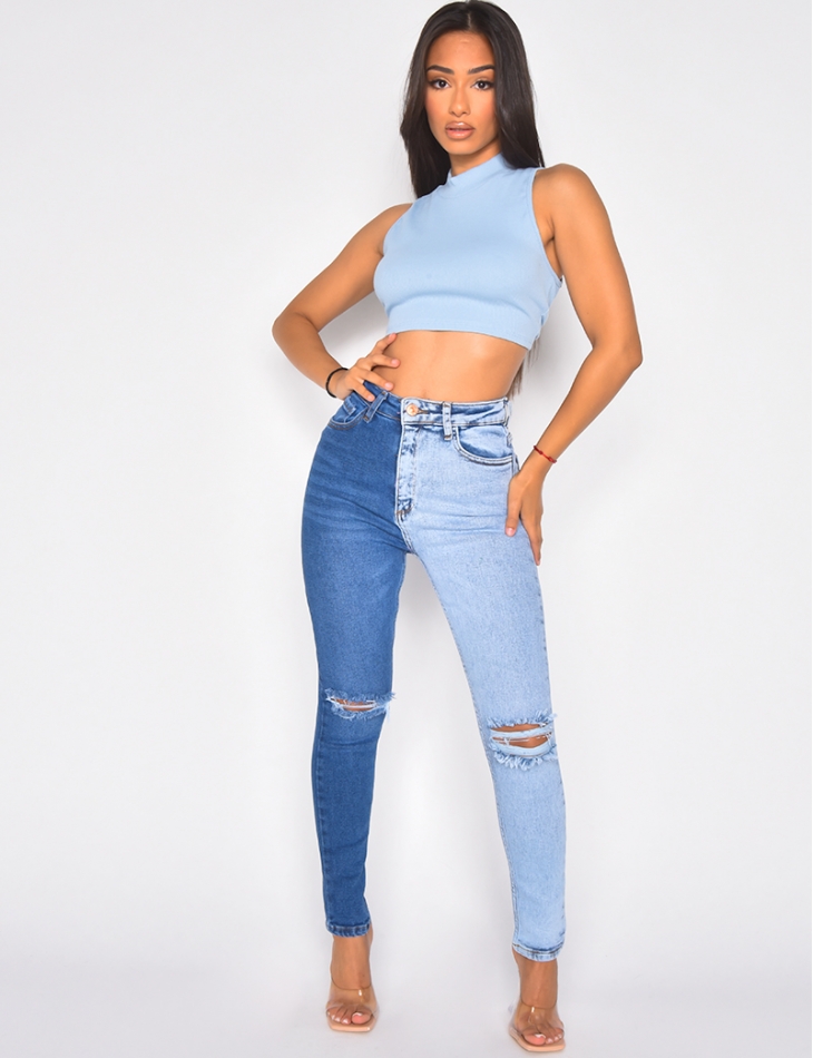 Crop top côtelé dos nu sans manches Crop top côtelé dos nu sans manches