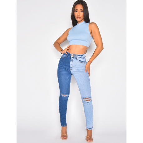 Crop top côtelé dos nu sans manches Crop top côtelé dos nu sans manches