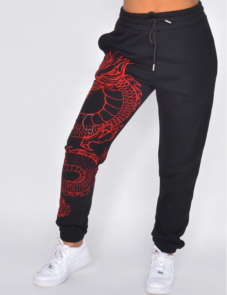 Jogging bottoms with dragon pattern
