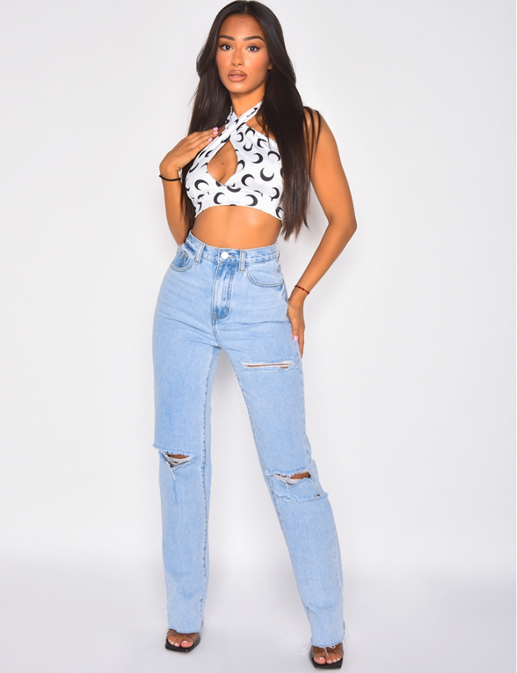 Jean taille haute destroy deals