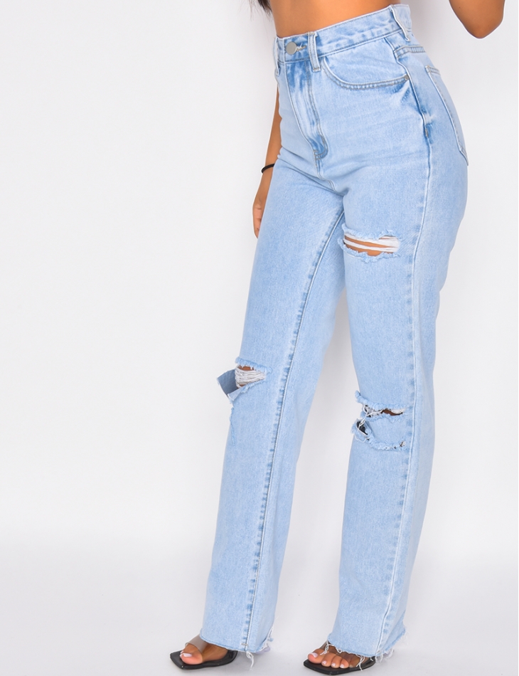 Jeans taille haute destroy