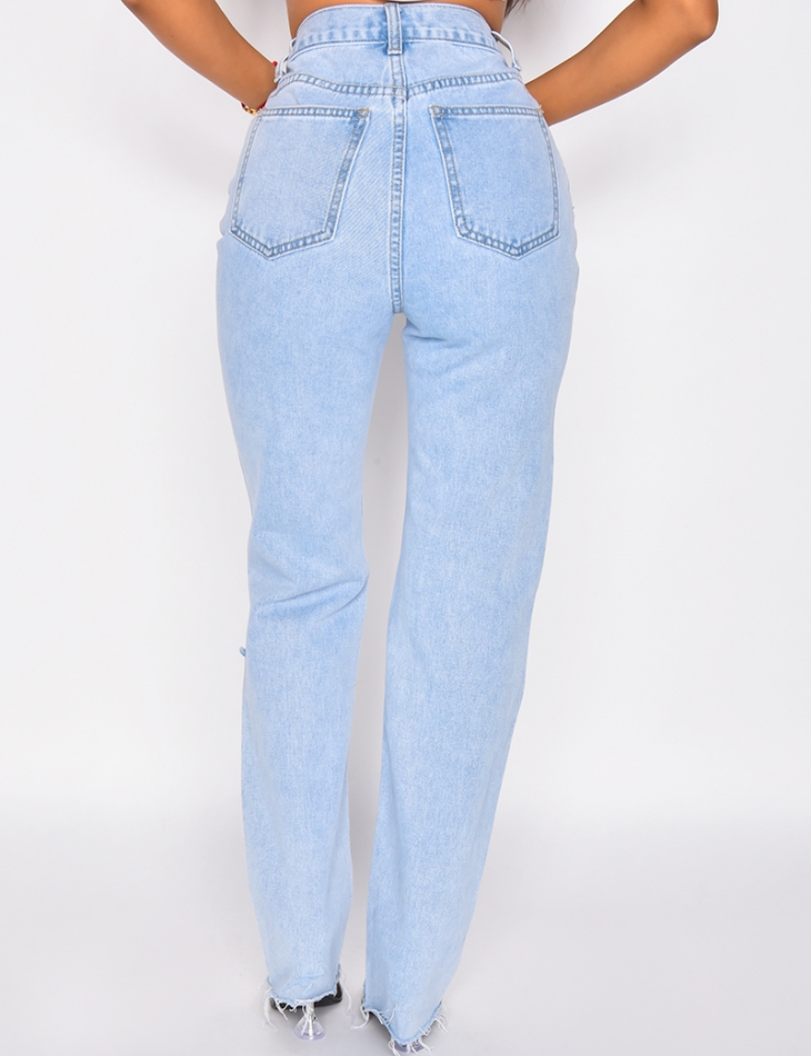 Jeans taille haute destroy