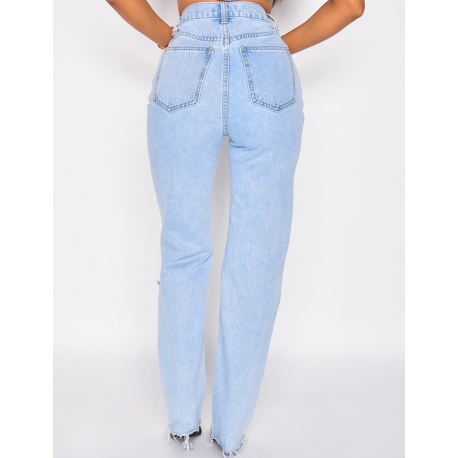 Jeans taille haute destroy