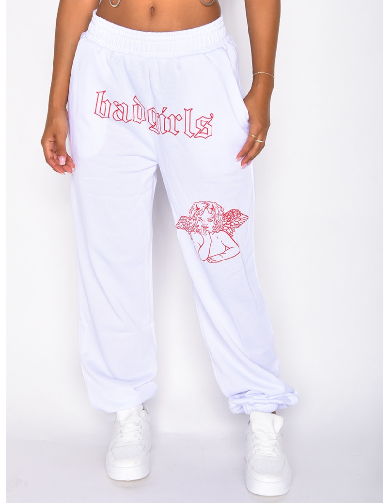 Pantalon "Badgirls" motif mi-ange mi-démon