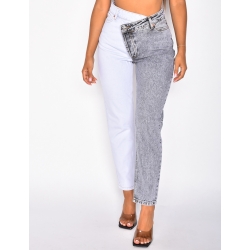 Jeans à boutons en diagonale bi-color Jeans à boutons en diagonale bi-color