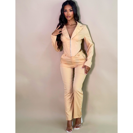 Ensemble pantalon et blazer effet corset à agrapher