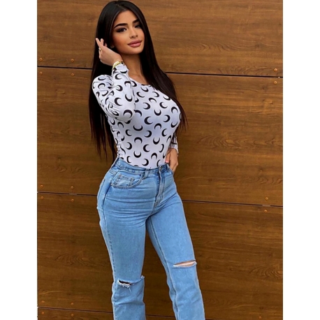 Jeans taille haute straight destroy