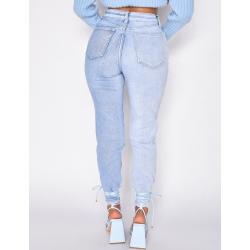 Jeans taille haute bi-color