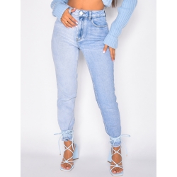Jeans taille haute bi-color