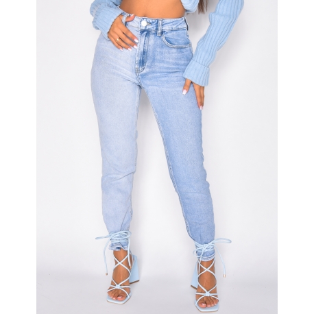 Jeans taille haute bi-color