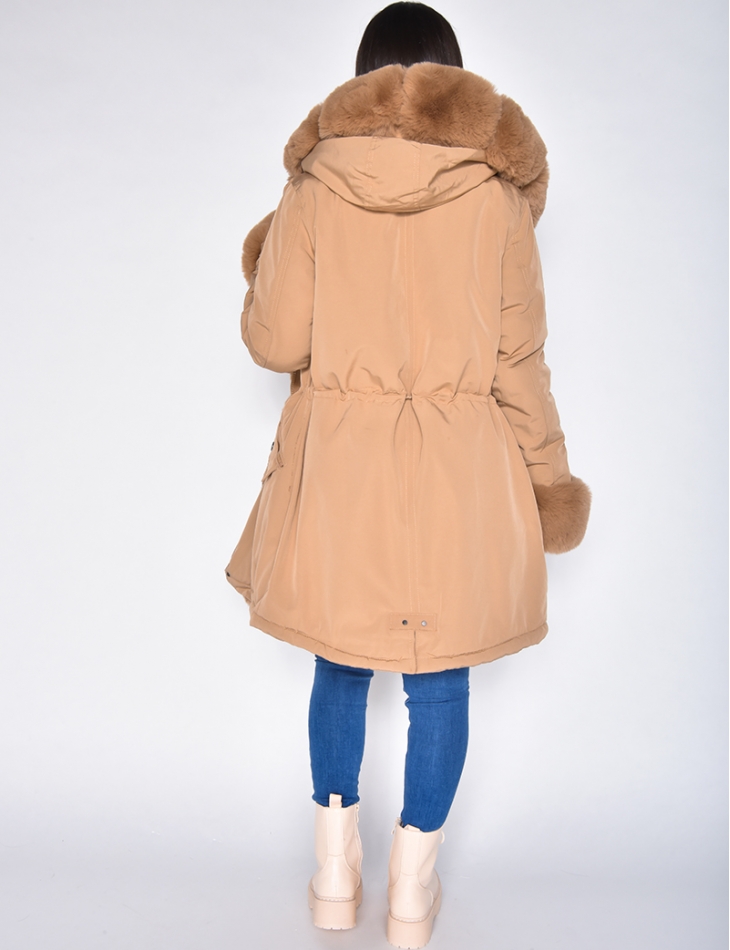 Faux fur hood parka coat store