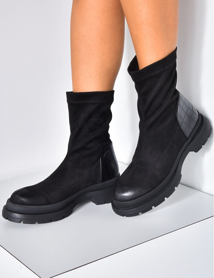 Bottines chaussettes en suedine