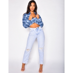 Chemise courte à carreaux