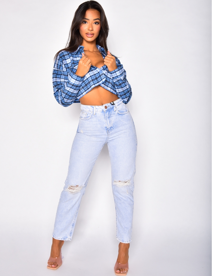 Chemise courte à carreaux