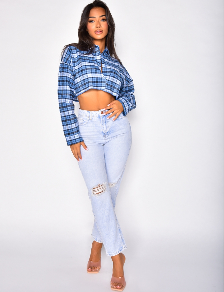 Chemise courte à carreaux