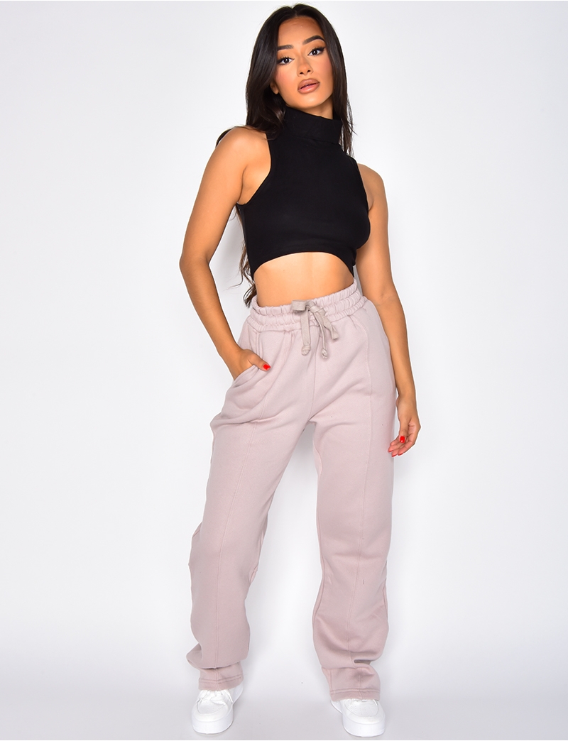 Débardeur Femme Col Roulé Fin - Top Côtelé, Coupe Slim, Sans Manches, Multicolore, Neuf