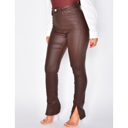 Jeans slim huilé taille haute à fente Jeans slim huilé taille haute à fente